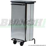 Pattumiera inox rettangolare con ruote e pedale, 70 Litri. AV4654 Forcar