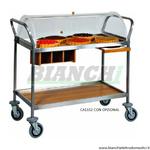 Carrello per dolci, formaggi e antipasti in Acciaio inox e piano in noce. cupola in plexiglass. CA1152 Forcar