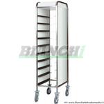 Carrello portavassoi CA 1450PI in acciaio inox con pannelli laterali inox. 10 vassoi Forcar