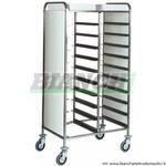 Carrello portavassoi CA 1460 PI in acciaio inox con pannelli laterali inox. 20 vassoi Forcar