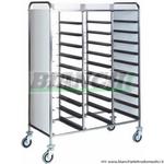 Carrello portavassoi CA 1470 PI in acciaio inox con pannelli laterali inox. 30 vassoi Forcar