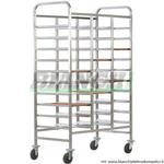 Carrello portavassoi CA 1471R in acciaio inox rinforzato. 30 vassoi Forcar