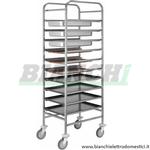 Carrello porta 10 teglie, bacinelle GN, vassoi GN,  in acciaio inox. - CA1650 Forcar