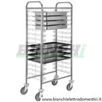 Carrello porta 10 teglie, bacinelle GN, in acciaio inox. - CA1655 Forcar