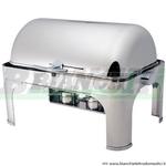 Chafing dish con coperchio rool top 180°, rettangolare con bruciatore ad alcool. CD6502 Forcar