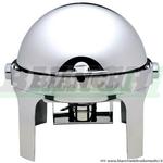 Chafing dish con coperchio rool top 180°, tondo con bruciatore ad alcool. CD6504 Forcar