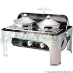 Chafing dish con coperchio roll top 180°, rettangolare con pentole e bruciatori. CD6505 Forcar