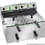 Friggitrice elettrica professionale a doppia vasca 8+8 litri con rubinetto, potenza: 3+3 kW. Mod FR88R Fimar