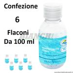 Gel igienizzante per mani. 6 flaconi da 100 ml per borsetta. Lavamani senza risciacquo ErbaVita