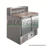 Saladette a refrigerazione statica, struttura inox AISI304, piano lavoro in granito, temp. +2° +8°C mod. PS900 Forcar