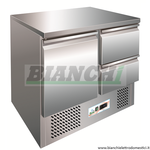 Banco saladette a refrigerazione statica telaio inox AISI304 termostato digitale temp. +2°+8°C mod. S901-2D Forcar