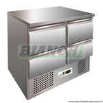 Tavolo refrigerato saladette, struttura inox AISI304, quattro cassetti, temp. +2°+8°C Mod. S901-4D Forcar