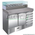 Banco pizza Tavolo Refrigerato + vetrina porta ingredienti +2°/+8°C capacità 257 lt mod. S903PZCAS COMBI Forcar