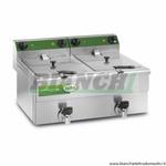 Friggitrice inox professionale doppia, capacità 8+8 litri con rubinetto. Mod: MFR280R Fama