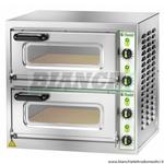 Forno pizza inox monofase, piano refrattario, porta vetro, 4 termostati. Modello: MICROV 2C Fimar