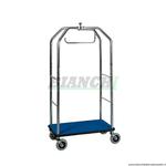 Carrello porta valigie con appendiabiti. Acciaio ottonato 95 x 55 x 190 cm. PV4062 Forcar