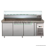  Banco Pizzeria Ventilato Temp. +2/+8 C° Telaio Inox Con Vetrina Portaingredienti Modello: PZ3600TN33 Forcar