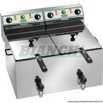 Friggitrice professionale trifase con doppia vasca da 10+10 litri con rubinetto e telaio inox. Modello:FR1010R Fimar